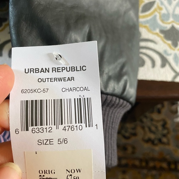 Grey flannel kids bomber jacket with zipper & snaps - Picture 6 of 8